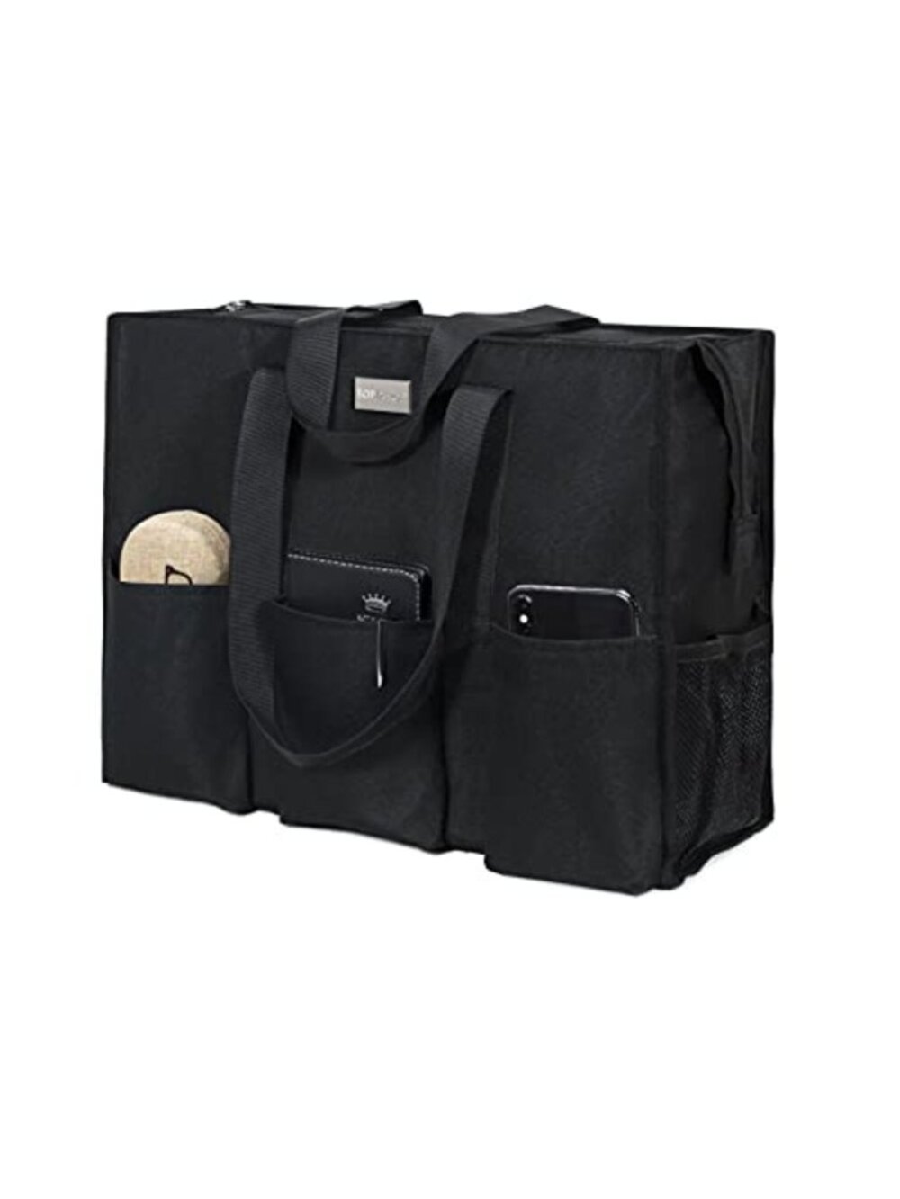 Utility Water Resistant Tote Bag with 13 Pockets Zipper